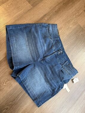 one 5 one Dark Blue Denim Waistband Jean Shorts